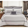 Chic Home Chic Home QS4844-US 8 Piece Noelle Hotel Collection 2 Tone Banded Quilted in a Bag Queen Quilt Set; White QS4844-US